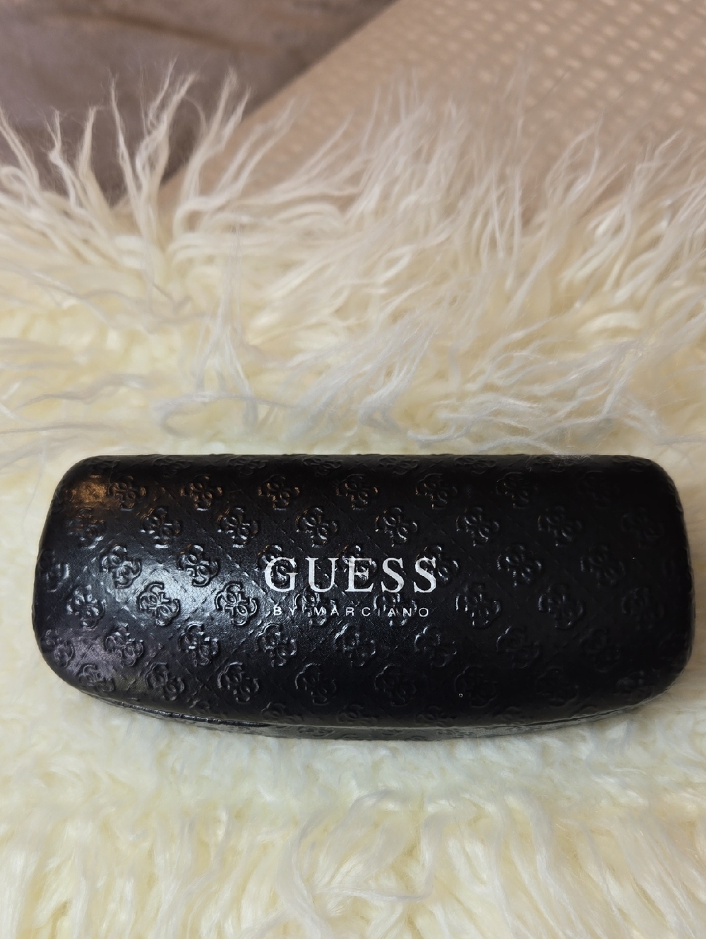 GUESS By Marciano Black Embossed Sunglasses Case with Logo